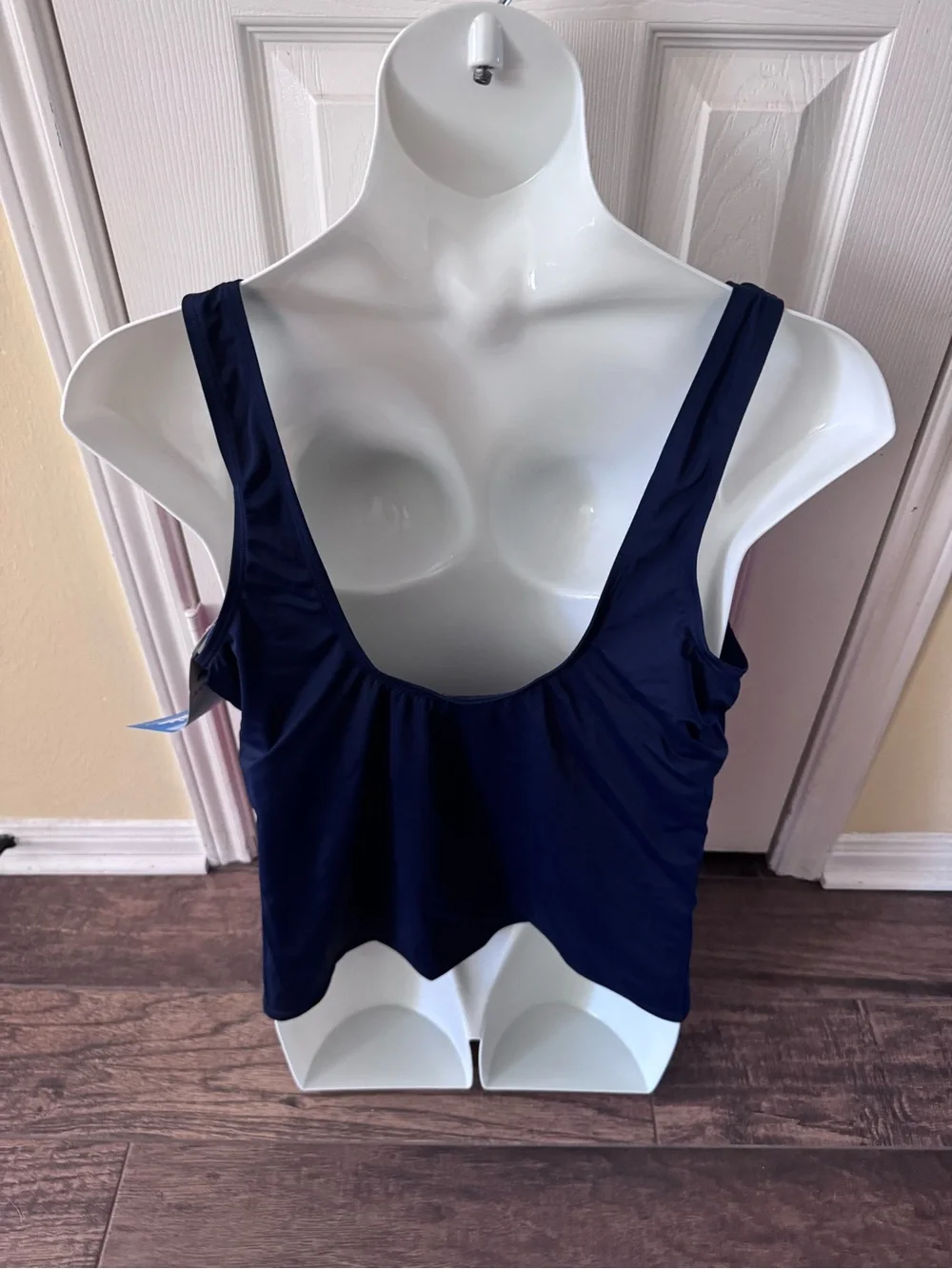 Aqua belle Swimsuits For All 26W Colorblock Navy Blue Pink Full Zip Tankini New